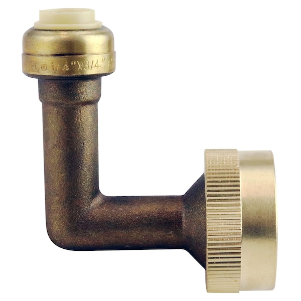 Apollo 1/4 in. (3/8 in. O.D.) Brass Push-To-Connect x 3/4 in. Garden Hose Thread 90-Degree Dishwasher Elbow FSBDWE1434 - main